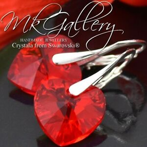 【送料無料】ジュエリー・アクセサリー シルバーイヤリングレッドハートライトサイアムスワロフスキークリスタルR925 silver earrings 14mm red heart * light siam ab * crystals from swarovskiR