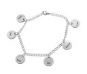 ジュエリー・アクセサリー カスタムブレスレットチャームシルバーメッキイギリスnome personalizzato inciso 6 disco bracciale con charm argento placcato inciso gratis uk