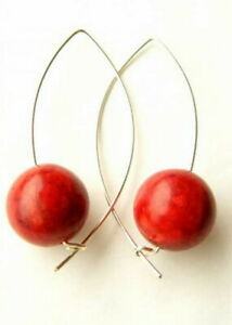 【送料無料】ジュエリー・アクセサリー コーラルレッドスターリングシルバーハンドメイドフックイヤリングbellissimo rosso corallo e argento sterling 925 orecchini con amo handmade