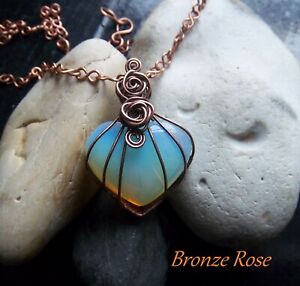 【送料無料】ジュエリー・アクセサリー オークネックレスhandmade ooak filo di rame avvolto opalite collana con cuore