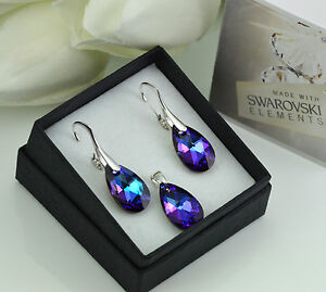 【送料無料】ジュエリー・アクセサリー シルバースターリングイヤリングセットスワロフスキーペラヘリオロープ925 argento sterling orecchiniset realizzato con swarovski 16mm peraheliotrope