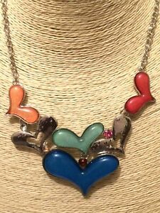 【送料無料】ジュエリー・アクセサリー ウーマンステートメントシルバーマルチカラーラブハートクリスタルチェーンネックレスdonna statement argento multi colore amore cuore collana catena di cristallo