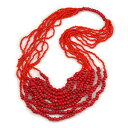 【送料無料】ジュエリー・アクセサリー レッドチェリーウッドグラスレッドファイアネックレスビーズdichiarazione rosso ciliegia legno e vetro rosso fuoco collana di perline assemblato 78cm l