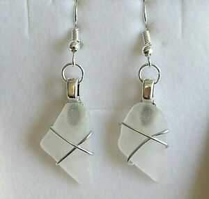 【送料無料】ジュエリー・アクセサリー ホワイトワイヤーコーニッシュシーグラスイヤリングボックスcancella filo biancoavvolto cornish mare orecchini di vetro in confezione regalo 51 cm di cadu