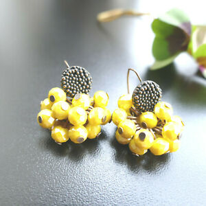 【送料無料】ジュエリー・アクセサリー ジュエリーイヤリングブロンズイエローパールブドウカティアレヴィbigiotteria orecchini bronzorame, giallo uva perle, di catia levy