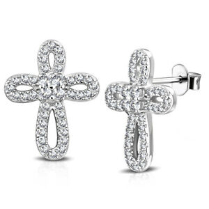 【送料無料】ジュエリー・アクセサリー スターリングシルバーホワイトキュービックジルコンargento sterling 925 bianco zircone cubico trasparente religioso croce(4)