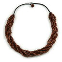 【送料無料】ジュエリー・アクセサリー ウッドブラウンビーズネックレスロープロングlegno marrone perline assemblato twisted nero collana cordalunghi 66cm