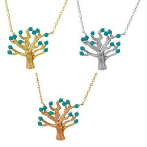 【送料無料】ジュエリー・アクセサリー スターリングシルバーターコイズネックレスビーズツリーペンダントargento sterling collana wturchese perline albero ciondolo