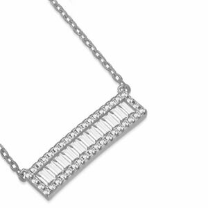 925 argento sterling bianco trasparente baguette cz obliqua barrette ciondoloシルバースターリングホワイトトランスペアレントバゲットペンダントバー※注意※NYからの配送になりますので2週間前後お時間をいただきます。人気の商品は在庫が無い場合がございます。ご了承くださいませ。サイズの種類の商品は購入時の備考欄にご希望のサイズをご記載ください。　携帯メールでの登録ですと楽天からのメールが届かない場合がございます。