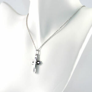 【送料無料】ジュエリー・アクセサリー クロスステンレススチールネックレスシルバーカラーcollana croce in acciaio inox 45cmcolore argento