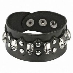 【送料無料】ジュエリー・アクセサリー ブレスレットエンクワールノワールbracelet en cuir noir skulls