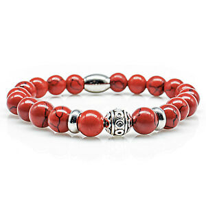 【送料無料】ジュエリー・アクセサリー ターコイズブレスレットブレスレットパールビーズブレスレットシルバースフィアステンレススチールturchese bracciale bracelet perle bracciale beads sfera argento rosso 8mm in