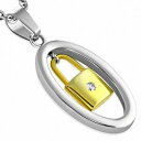 【送料無料】ジュエリー・アクセサリー ツートンインナーロックオーバルステンレスペンダントciondolo ovale in acciaio inossidabile con lucchetto interno bicolore gemma