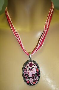 【送料無料】ジュエリー・アクセサリー ラージピンクバタフライメダリオンコリアーペンダントネックレスチェーンgrande rosa farfalla medaglioneciondolo colliercollanacatena(4)