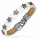 【送料無料】ジュエリー・アクセサリー ブレスレットアバスクルアンクワールブランブリランアベックセルクルエトイレbracelet a bascule en cuir blanc brillant avec cercle etoile