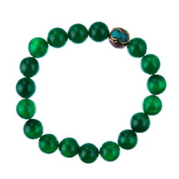 【送料無料】ジュエリー・アクセサリー チベットグリーンアゲートブレスレットbracciale agata verde con elemento tibetano, elastico, sfere 10mm