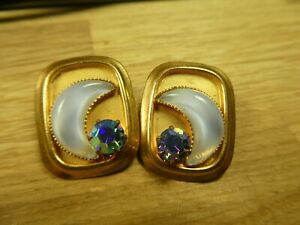 【送料無料】ジュエリー・アクセサリー イヤリングヴィンテージルナガラスクリップsplendido vintage opalite luna e ab vetro celesti clip su orecchini
