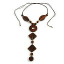 【送料無料】ジュエリー・アクセサリー セラミックパールネックレスフロントドロップgeometrico marrone legno e ceramica perla collana goccia anteriore 44cm ld anteriore 21cm