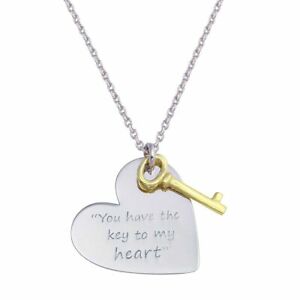 【送料無料】ジュエリー・アクセサリー シルバースターリングネックレスハートゴールドメッキイエローキーペンダントargento sterling collana w cuore amp; placcato oro giallo chiave ciondoli