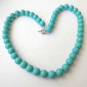 【送料無料】ジュエリー・アクセサリー ターコイズボールレディースネックレスシルバーカラーcollana donna colore argento con sfere di turchese 1 cm 47 cm 116 p