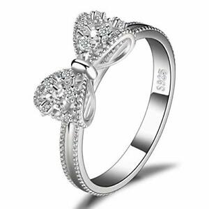 【送料無料】ジュエリー・アクセサリー ホワイトゴールドスターリングメッキbow anello di fidanzamento nodo damore per lei, placcato in oro bianco 925 sterling