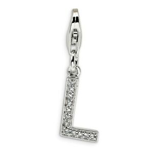 ジュエリー・アクセサリー ペンダントスターリングシルバーマッシブクリップラブラcz iniziale lettera l ciondolo 925 sterling argento massiccio clip amore la