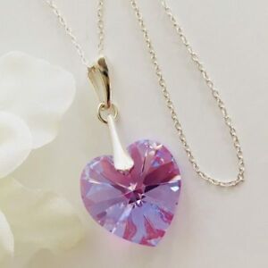 【送料無料】ジュエリー・アクセサリー シルバークリスタルネックレスハートペンダントスワロフスキーアイデアバイオレット925 argento cristallo collana cuore un pendente swarovski elements idea regalo viol