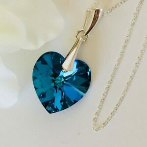 ̵ۥ奨꡼꡼ С󥰥ϡȥͥå쥹եꥹڥR925 argento sterling collana cuore un pendente blu realizzato con cristalli swarovski