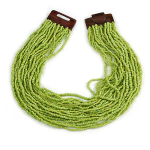 【送料無料】ジュエリー・アクセサリー ライムベルデグラスパールネックレスdichiarazione assemblato lime verde vetro collana di perle con chiusura in legno 56cm lo