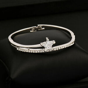 【送料無料】ジュエリー・アクセサリー ブレスレットジョンクチャームエトワールスワロフスキーRエレメンツプラケブランクラッチbracelet jonc charm etoile swarovskiR elements plaque or blanc pochette