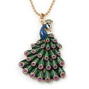 【送料無料】ジュエリー・アクセサリー メッキメタルピーコックペンダントゴージャスマニキュアネックレスsplendido multicolore smalto collana con pendente pavone in metallo placcato oro 64