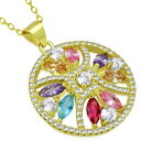 yzWG[EANZT[ Vo[X^[OCG[J[JtS[h}`J[T[NlbNX925 argento sterling giallo color oro variopinto multicolore cz cerchio collana,