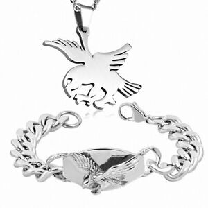 【送料無料】ジュエリー・アクセサリー イーグルステンレスペンダントブレスレットセットciondolo e braccialetto da motociclista aquila in acciaio inossidabile set