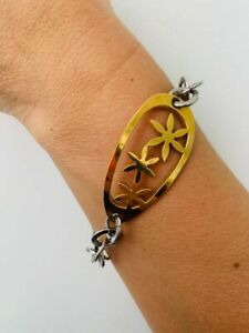 【送料無料】ジュエリー・アクセサリー ゴールドディテールスチールチェーンブレスレットbracciale donna a catena in acciaio con dettagli oro