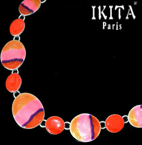 【送料無料】ジュエリー・アクセサリー ラグジュアリーステートメントチェーンネックレスパリシルバーゼブラチェーンオレンジピンクlusso statementcatena collana ikita parigi catena zebra argentati arancionerosa