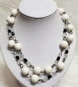 【送料無料】ジュエリー・アクセサリー ビジューヴィンテージコリアーパールレジンブランクリスタルノワールトランスペアレントエライトンbijou vintage collier perle resine blanc cristal noir transparent et laiton