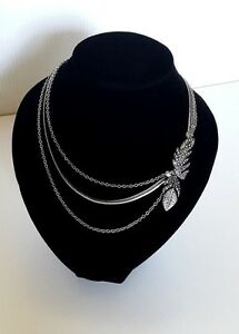 【送料無料】ジュエリー・アクセサリー ロリポップコリアーファンテイジーアトロワチェーンメタルフェザーブラックシルバー