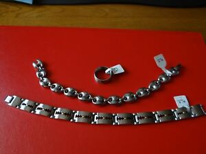 【送料無料】ジュエリー・アクセサリー ブレスレットアシエバグアンアシエ07 2 bracelets acier et 1 bague en acier