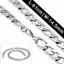 【送料無料】ジュエリー・アクセサリー フィガロメッシュチェーンステンレス61cm x 145mm catena da maglie figaro piatti in acciaio inossidabile av|詳細画像