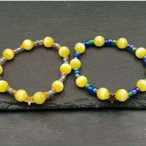 ̵ۥ奨꡼꡼ 饹ƥå饹ѡ֥쥹åȥ饤󥹥ȡelastico vetro perle bracciale con stella giallo bambini colorato strass