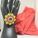 【送料無料】ジュエリー・アクセサリー スワロフスキーロングウーマンネックレスグリーンレッドビーズcollana lunga donna swarovski e perline rosso verde fatto a mano