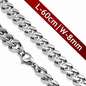 【送料無料】ジュエリー・アクセサリー チャイヌアマイロンクービンアンアシエイオキシブルchaine a maillons cubains en acier inoxydable l60cm w8mm en acier inoxydable