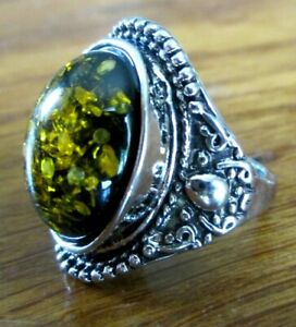 【送料無料】ジュエリー・アクセサリー バグシュヴァリエールロディエアルジャンカボションレジンビジューアンブルヴェルトジョーンテールbague chevaliere rhodie argent cabochon resine bijou ambre vert jaune taille(4)