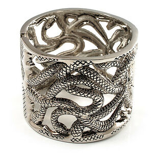 【送料無料】ジュエリー・アクセサリー カーリングスネークメッシュブレスレットバーンシルバートーンcurling serpenti trama grossa bracciale in mesh burn tono argento(4)