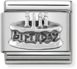 【送料無料】ジュエリー・アクセサリー クラシックバースデーケーキチャームステンレススチールシルバ..