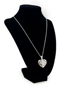 【送料無料】ジュエリー・アクセサリー ヴィンテージスターリングシルバーネックレスパフハートペンダントvintage in sterling silver 925 collana con filigrana siato ciondolo a forma di cuore