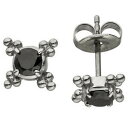 【送料無料】ジュエリー・アクセサリー ステンレスイヤリングジルコンイヤリングorecchini orecchino in acciaio inox 7,7mm con zirconi nero orecchini da donna