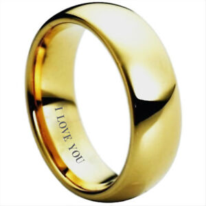 【送料無料】ジュエリー・アクセサリー ゴールドトーンカーバイドタングステンリングマンアイラブユーnuovo gold tone carburo di tungsteno anello fede nuziale da uomoinciso ti amo