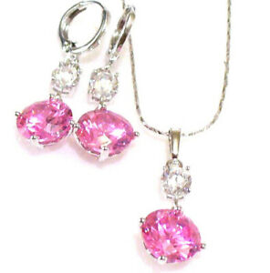 【送料無料】ジュエリー・アクセサリー donna lilla rosa zircone cubico placcato oro bianco orecchini pendenti collana