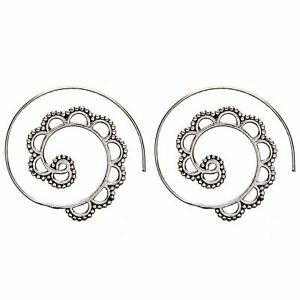 ジュエリー・アクセサリー シルバースパイラルブラスイヤリングドットワークジプシーエスニック81stgeneration orecchini ottone argento a spirale dotwork gypsy tribali etnici